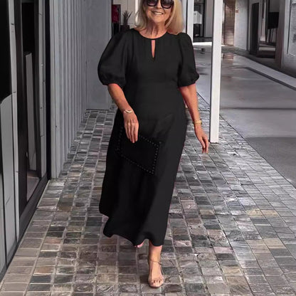 Juliana | Women's Elegant Puff-Sleeve Midi Dress