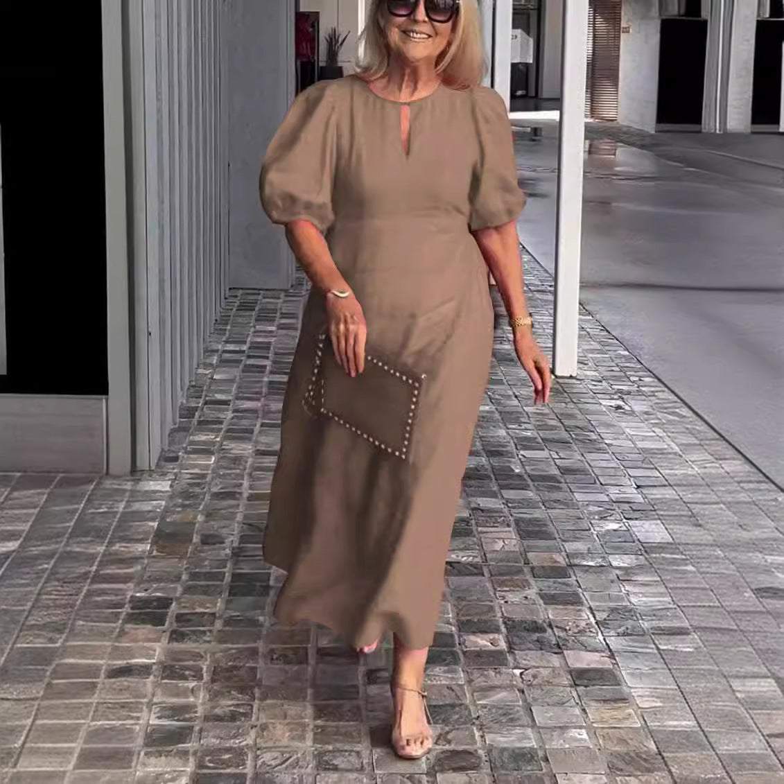 Juliana | Women's Elegant Puff-Sleeve Midi Dress