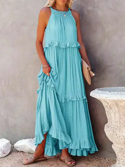 Sarah | Women's Halter Ruffle Maxi Dress (Almost Sold Out)