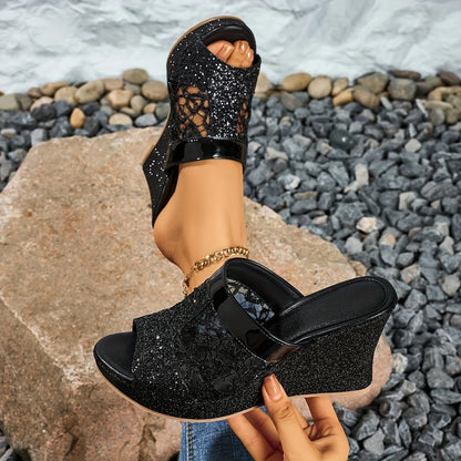 Alexis | Women's Open-Toe Elegant lace high-heeled sandals with Sequins