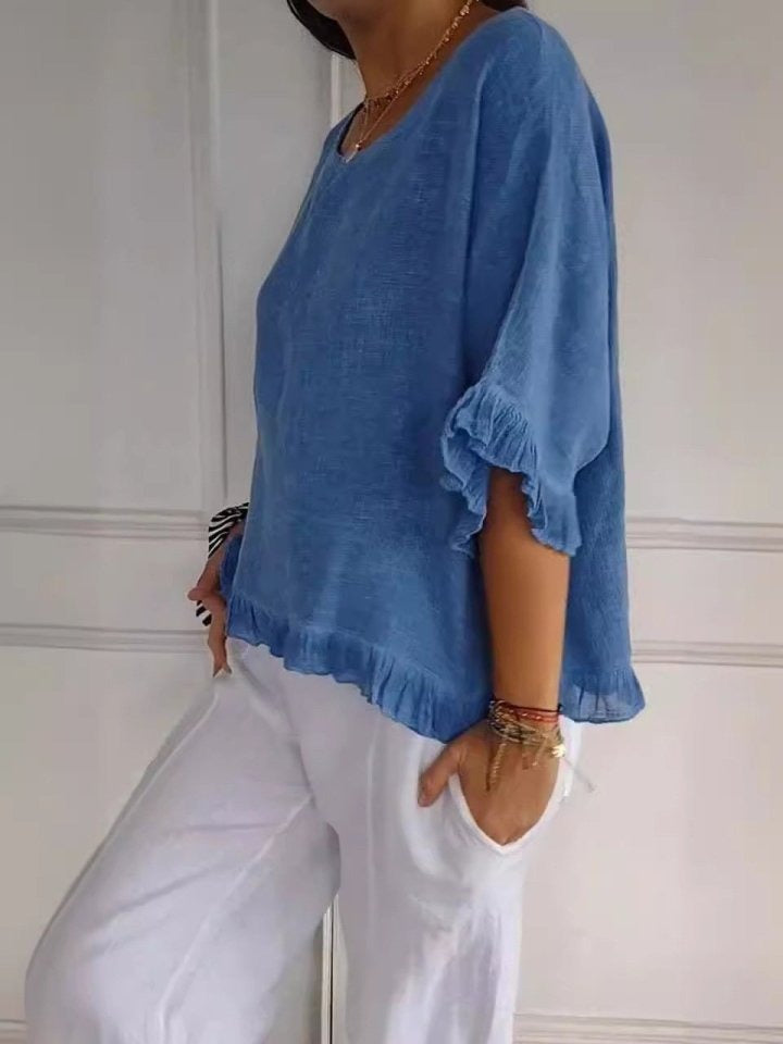 Claudia | Women's Casual Elegant Blouse with Ruffle Detail