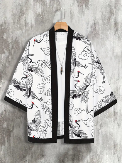 Aki | Men’s Lightweight Kimono Cardigan with Asymmetric Neck and 3/4 Sleeve