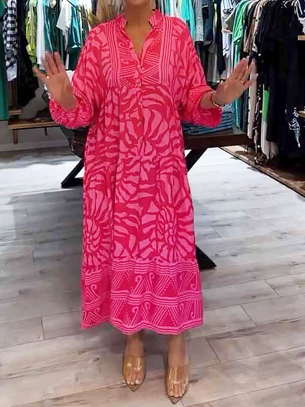 Mira | Women's V-Neck Printed Midi Dress (Almost Sold Out)