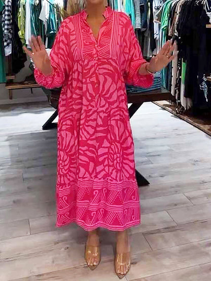 Mira | Women's V-Neck Printed Midi Dress (Almost Sold Out)