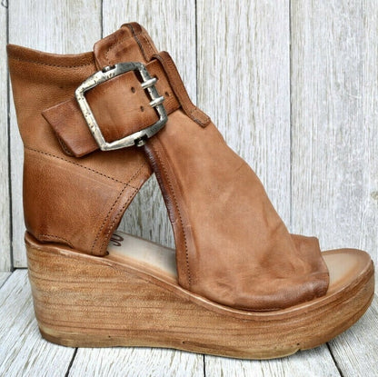 Ariana | Women's Orthopedic Open-Toe Bold Buckle Wedge Sandals with Arch Support