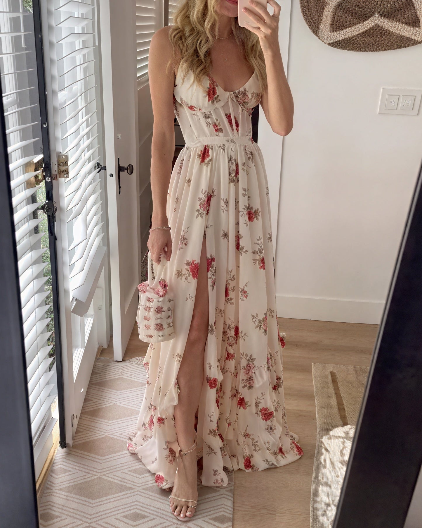 Women's Floral Maxi Dress with Side Slit