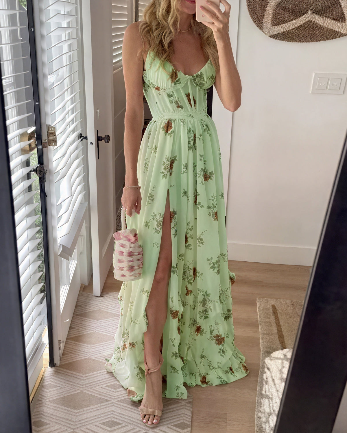 Women's Floral Maxi Dress with Side Slit
