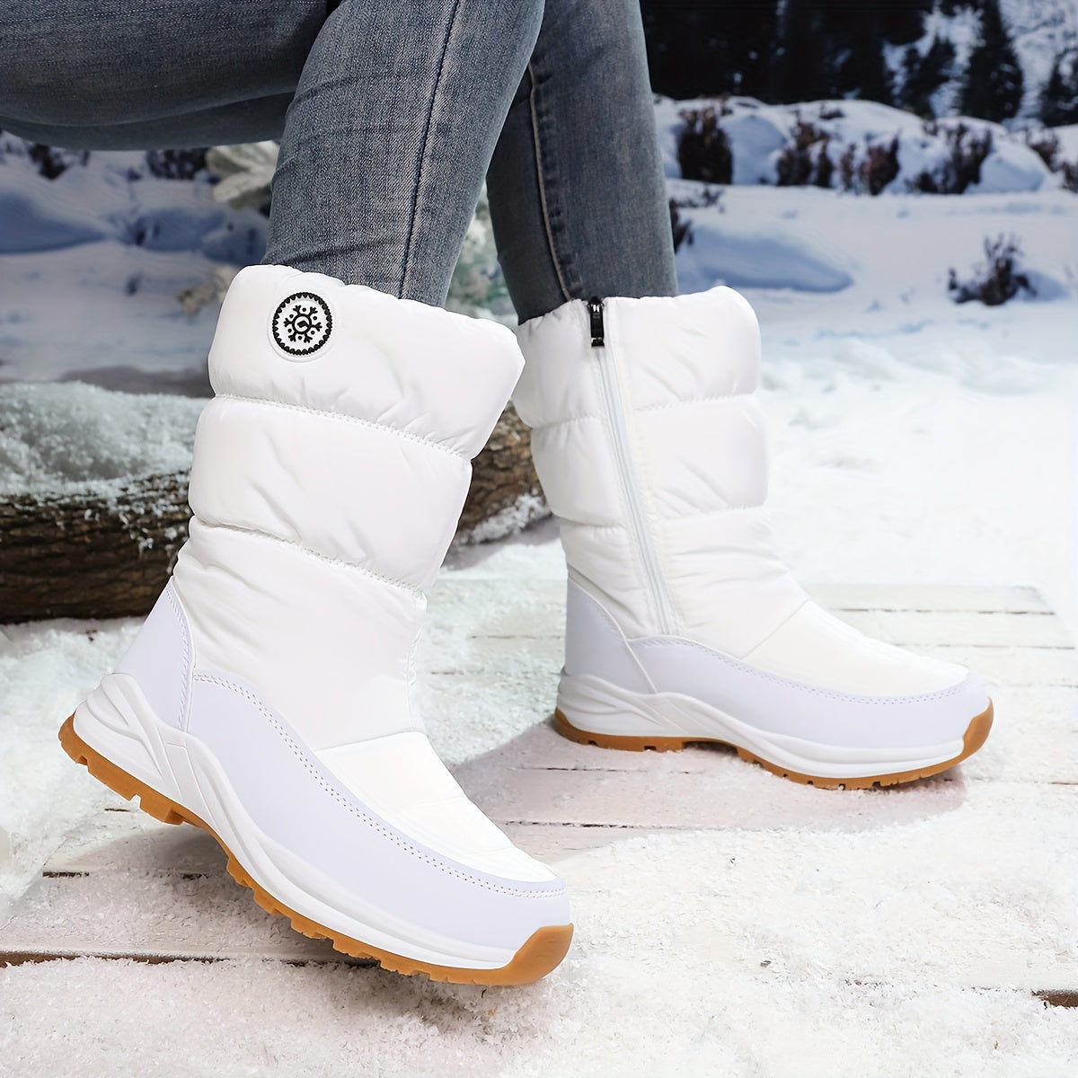 Cushioned Slip-On Premium Mid-Calf Women's Winter Snow Boots