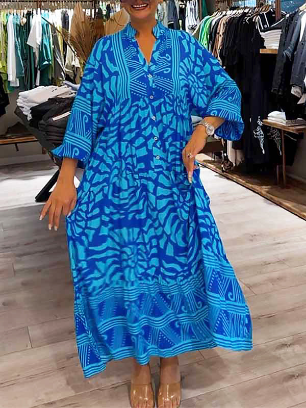 Mira | Women's V-Neck Printed Midi Dress (Almost Sold Out)