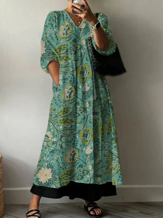 Women's Relaxed Elegant Maxi Dress with Floral Print Paula