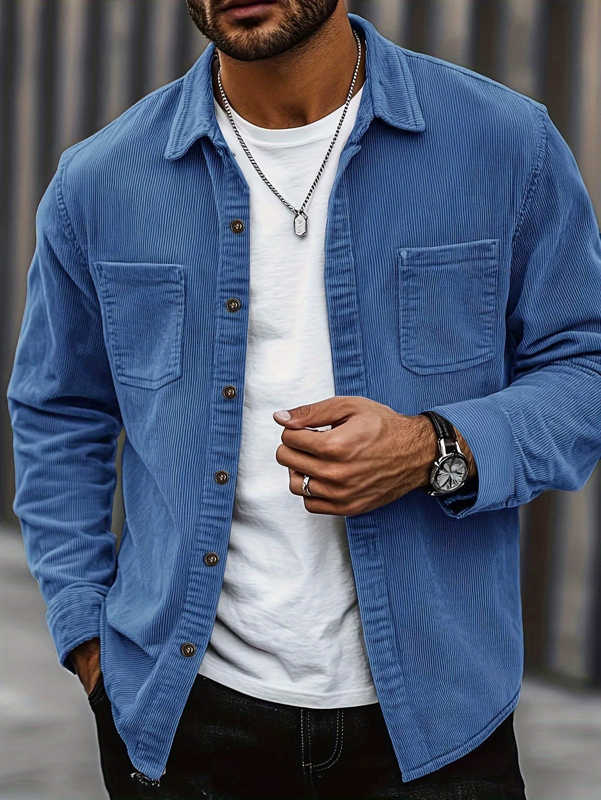 Johan Men's Shirt Jacket with Pockets and Long Sleeve