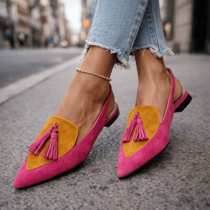 Women's Cushioned Pointed-Toe Tassel Accented Strappy Lorena Sandals