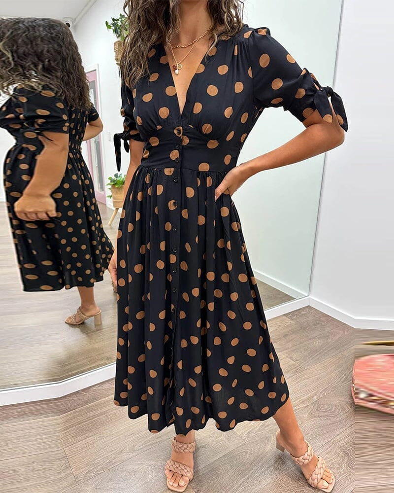 Mina | Women's Polka Dot Stylish Midi Dress