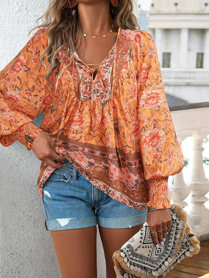Beverly | Women's Summer Floral Top with Drawstring