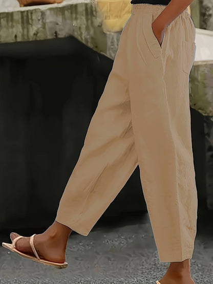 Rachel | Women's Comfy Elastic Waist Capris with Pockets