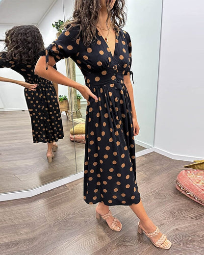 Mina | Women's Polka Dot Stylish Midi Dress