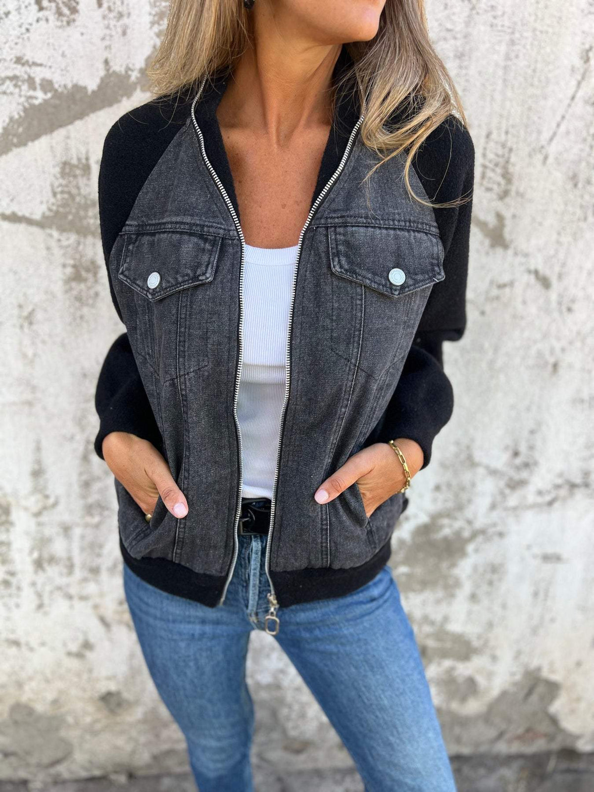 Madison | Women's Casual Zip-Up Jacket with V-Neck and Long Sleeve