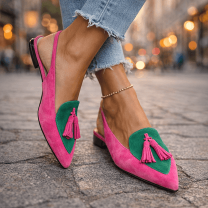 Women's Cushioned Pointed-Toe Tassel Accented Strappy Lorena Sandals