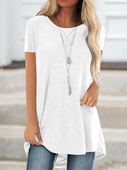 Faye | Women's Relaxed Casual Longline Crew Neck T-Shirt