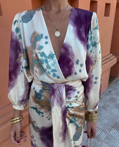 Mora | Elegant Women's Dress with V-Neck and Long Sleeve