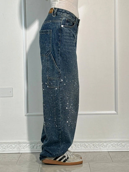 Women's Shiny Carpenter-Style Denim Jeans