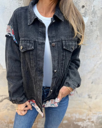Eva | Relaxed Denim Patchwork Casual Jacket with Pockets