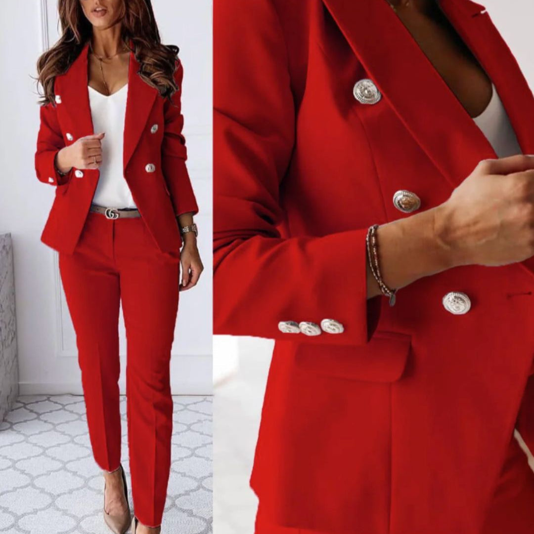 Lily | Women's Double-Breasted Suit Set with Long Sleeve
