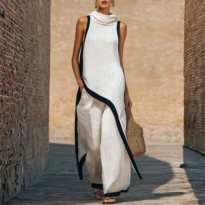 Leonora | Elegant Asymmetrical Outfit for Women with Wide Leg Trousers
