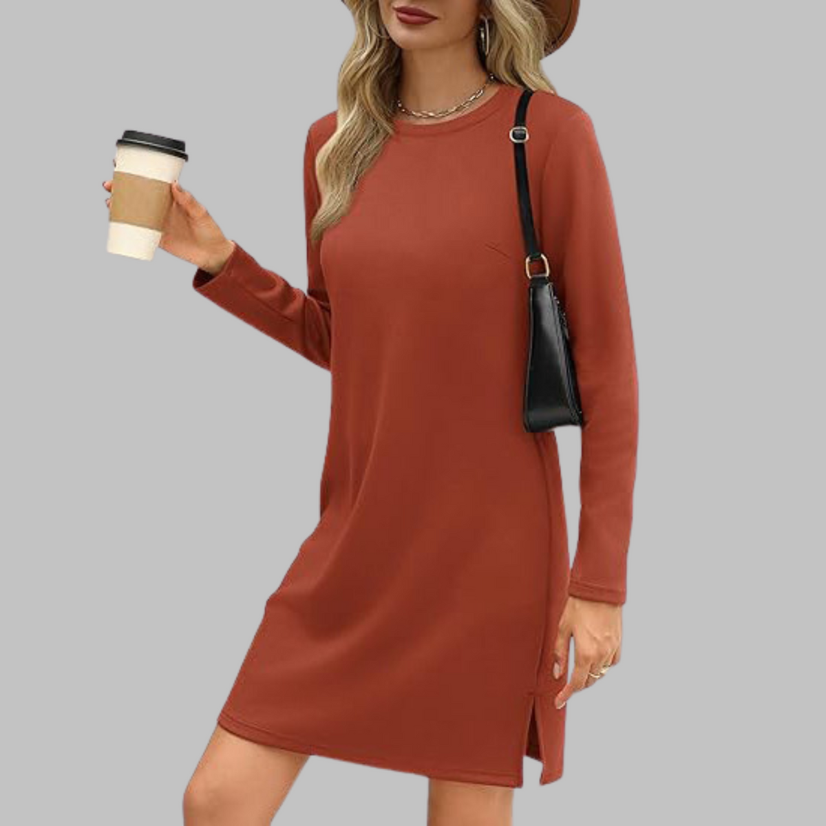 Talia | Women's Casual Long Sleeve Round Neck Mini Dress