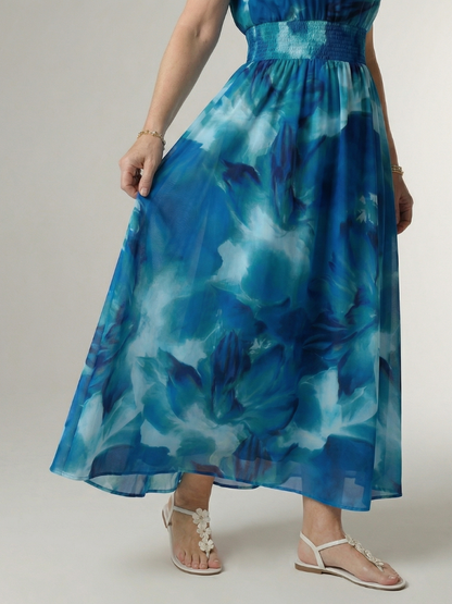 Sylin | Women's Relaxed Gathered Halter Midi Dress