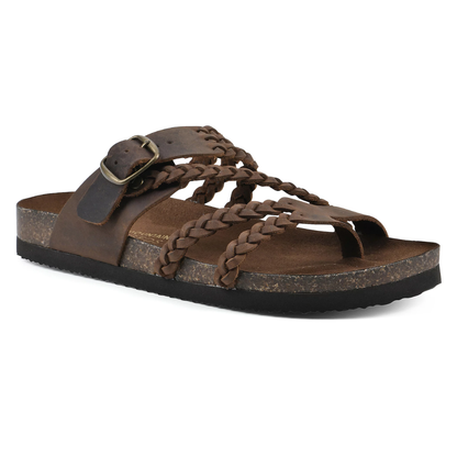 Women's Cushioned Open-Toe Hayleigh Cork Braided Sandals