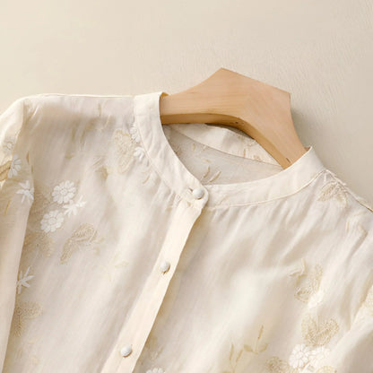 Emily | Women's Top with Embroidered Flowers