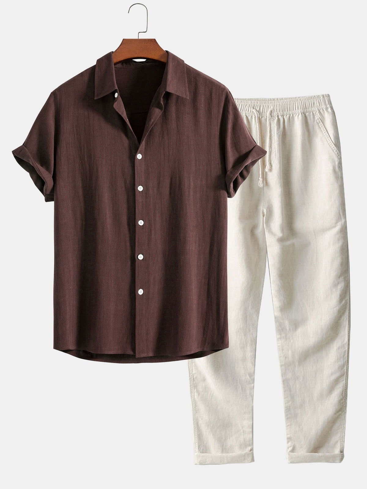 Men's Button-Up Shirt and Straight Leg Trousers in Blend