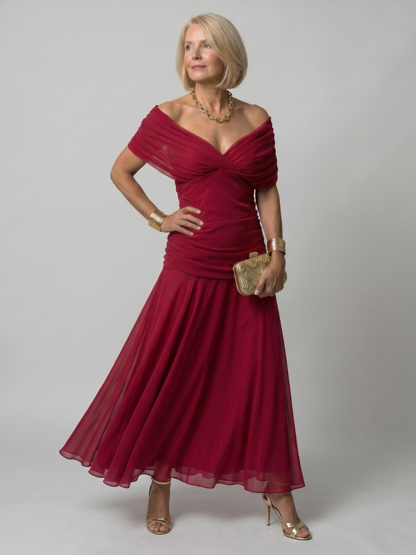 Calen | Women's Off Shoulder Flow Midi Dress