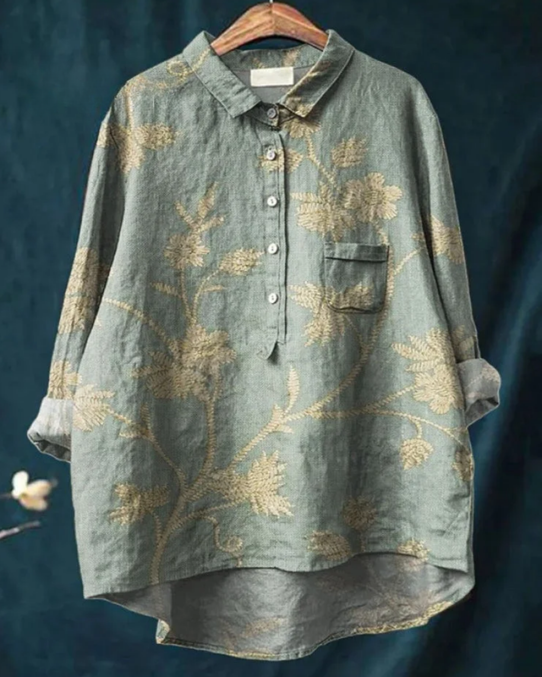 Jaclynn | Women's Floral Shirt with Ruffle Detail