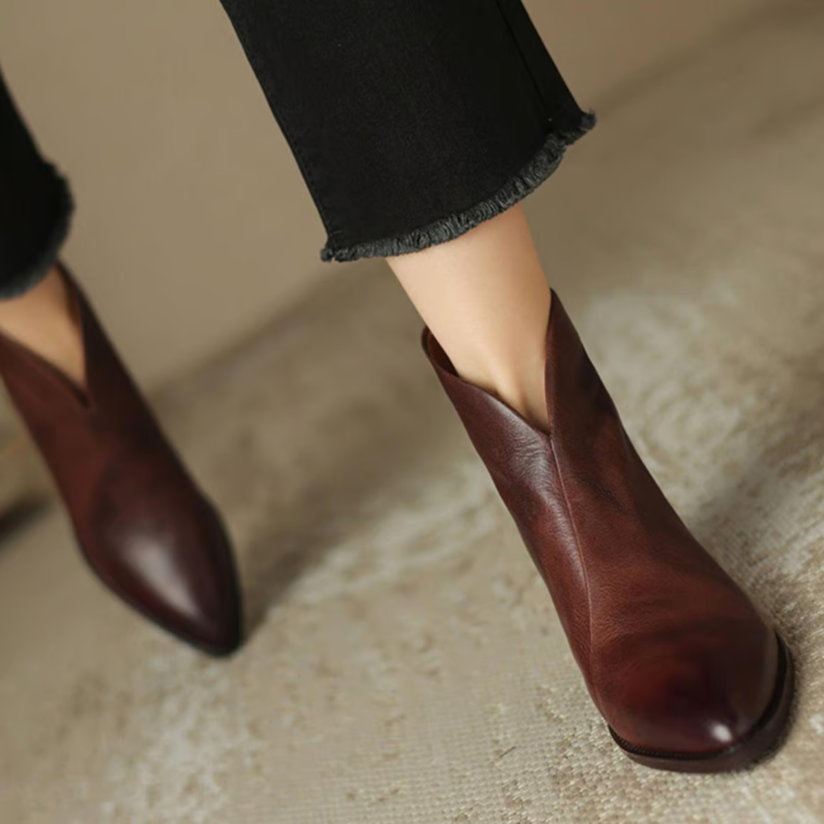 Celeste | Women's Cushioned Pointed-Toe Luxury Low-Heel Ankle Boots