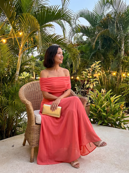 June | Women's Off Shoulder Draped Midi Dress