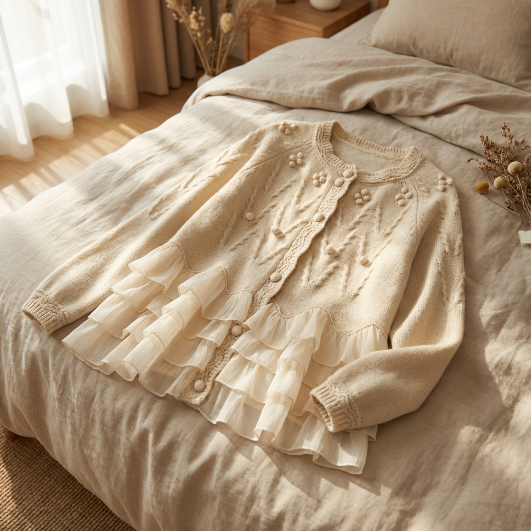 Women's Relaxed Ruffled Natalie Cardigan