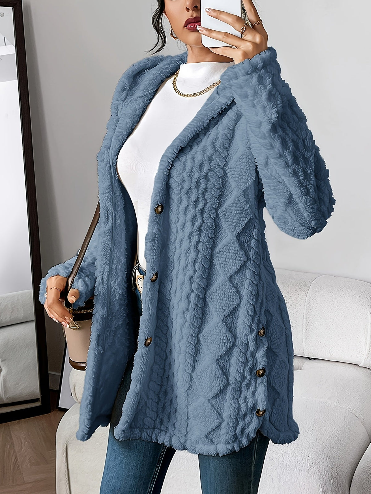 Chloe | Women's Relaxed Plush Hooded Cardigan