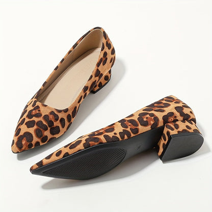 Dina | Women's Cushioned Slip-On Leopard Print Pointed-Toe Heels