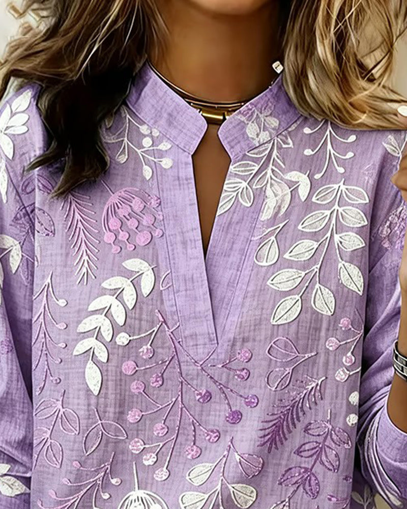 Eleni | Women's Longline Floral Print Blouse with High Neck