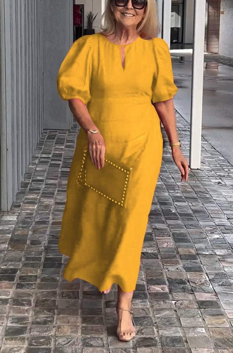 Juliana | Women's Elegant Puff-Sleeve Midi Dress