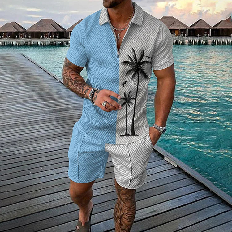 Nico | Men's Coconut Palm Polo Shirt & Shorts Set