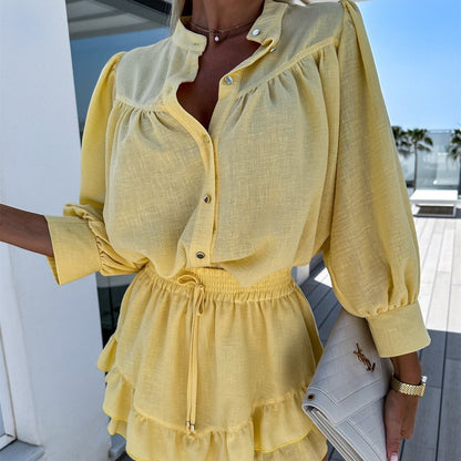 Emalia | Women's Relaxed Chic Fashion Set with Ruffle Detail