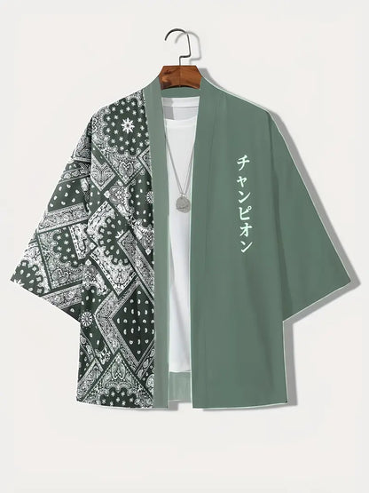 Aki | Men’s Lightweight Kimono Cardigan with Asymmetric Neck and 3/4 Sleeve