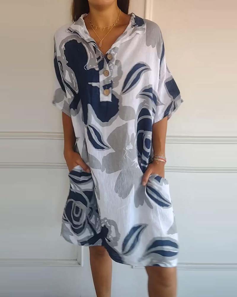 Bianca | Women's Relaxed Floral Shirt Dress with Pockets