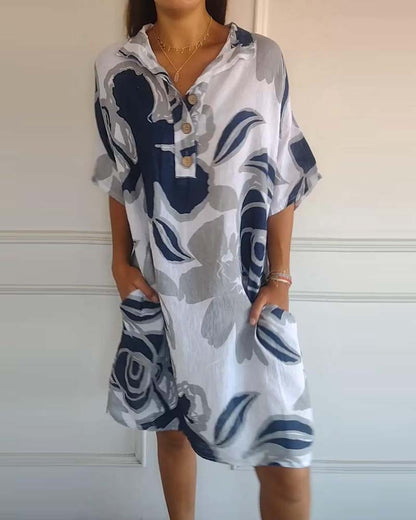 Bianca | Women's Relaxed Floral Shirt Dress with Pockets