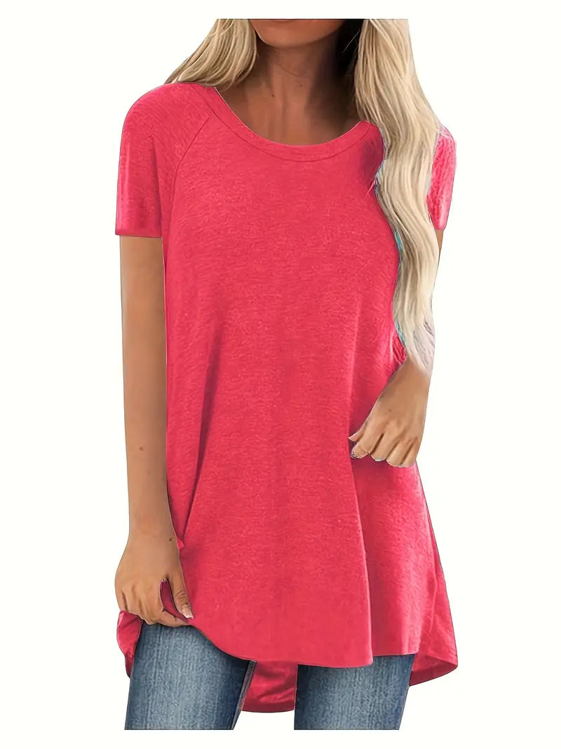 Faye | Women's Relaxed Casual Longline Crew Neck T-Shirt