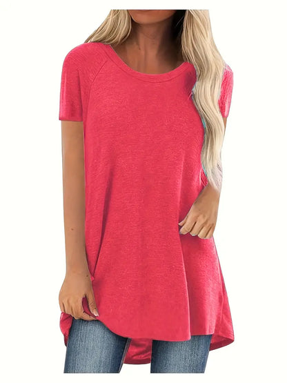 Faye | Women's Relaxed Casual Longline Crew Neck T-Shirt