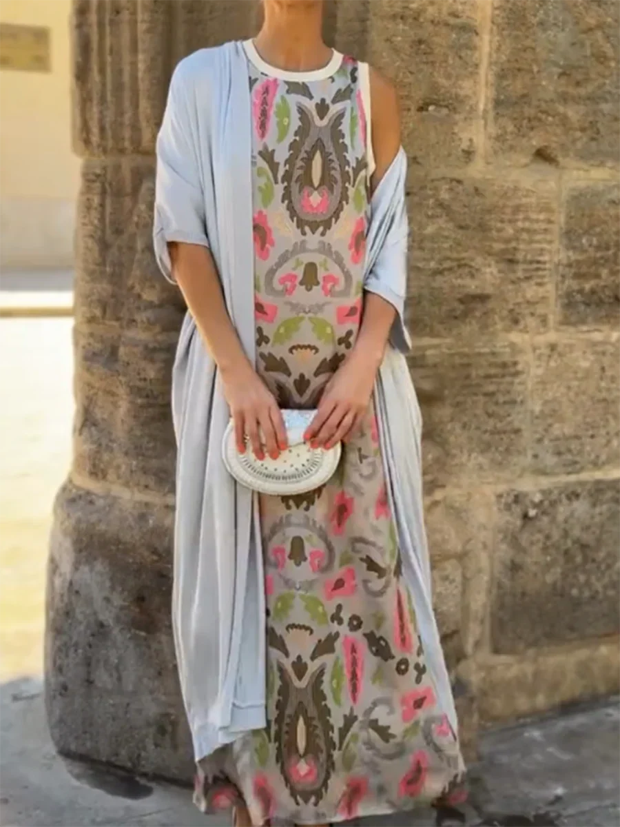 Delly | Women's Bohemian Style Two-Piece Maxi Dress